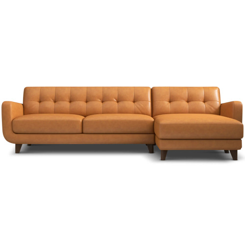 Cassie Tan Leather Sectional Sofa Right Facing Chaise | KM Home Furniture and Mattress Store | Houston TX | Best Furniture stores in Houston