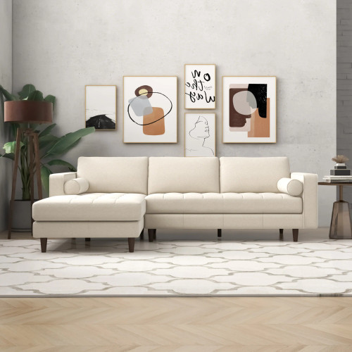 Daphne Sectional Sofa Left Facing - Cream Boucle | KM Home Furniture and Mattress Store | Houston | Best Furniture stores in Houston