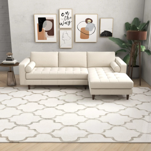 Daphne Sectional Couch Right Facing - Cream Boucle | KM Home Furniture and Mattress Store | TX | Best Furniture stores in Houston