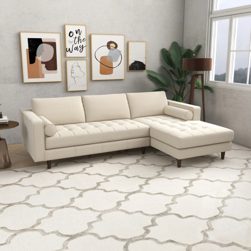 Daphne Sectional Couch Right Facing - Cream Boucle | KM Home Furniture and Mattress Store | TX | Best Furniture stores in Houston