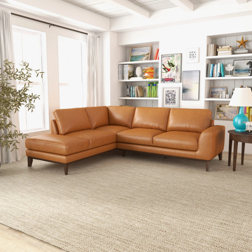 Mayfair Sectional Sofa - Tan Leather Left  Facing  | KM Home Furniture and Mattress Store | TX | Best Furniture stores in Houston