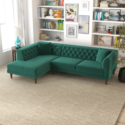 Caldo Sectional Sofa - Green Left Chaise | KM Home Furniture and Mattress Store | Houston | Best Furniture stores in Houston