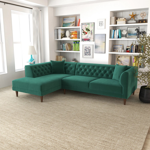 Caldo Sectional Sofa - Green Left Chaise | KM Home Furniture and Mattress Store | Houston | Best Furniture stores in Houston