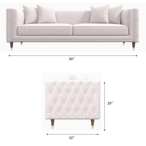 Mara Sofa - Light Cream Velvet Couch | KM Home Furniture and Mattress Store | Houston TX | Best Furniture stores in Houston