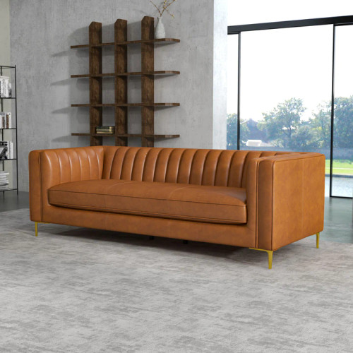 Kendra Sofa - Cognac Leather | KM Home Furniture and Mattress Store | Houston TX | Best Furniture stores in Houston