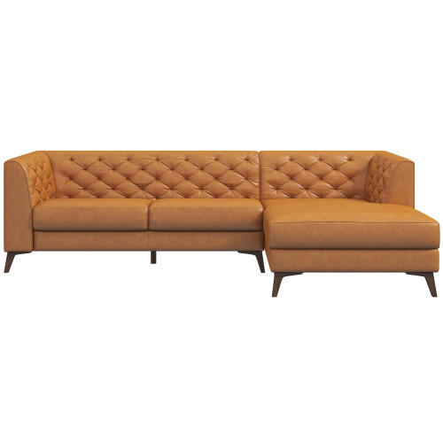 Fargo Sectional Leather Sofa - Tan Leather Right Chaise | KM Home Furniture and Mattress Store | TX | Best Furniture stores in Houston