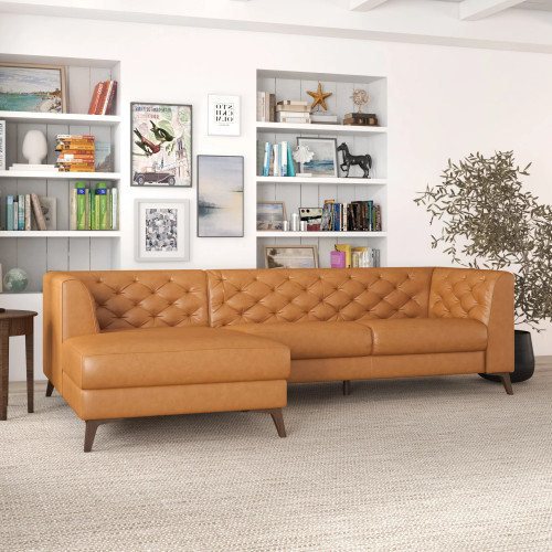 Fargo Sectional Leather Sofa  - Tan Leather Left Chaise | KM Home Furniture and Mattress Store | TX | Best Furniture stores in Houston