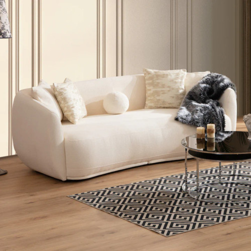 Layla Creme Boucle Sofa Large | KM Home Furniture and Mattress Store | Houston TX | Best Furniture stores in Houston