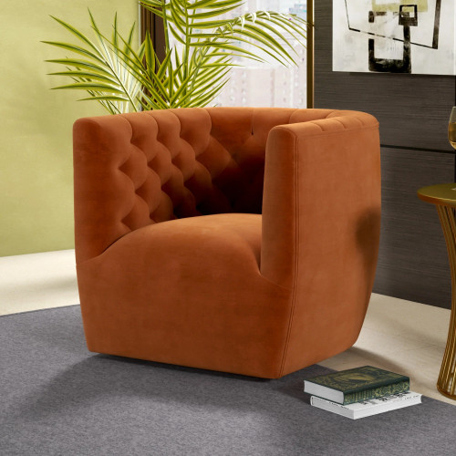 Lotte Swivel Chair - Burnt Orange Velvet | KM Home Furniture and Mattress Store | TX | Best Furniture stores in Houston