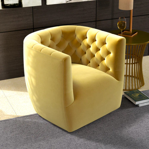 Lotte Gold Velvet Swivel Chair  | KM Home Furniture and Mattress Store | Houston TX | Best Furniture stores in Houston