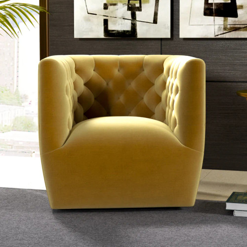 Lotte Gold Velvet Swivel Chair  | KM Home Furniture and Mattress Store | Houston TX | Best Furniture stores in Houston