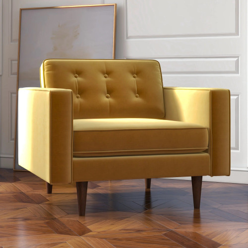 Kirby Lounge Chair - Gold Velvet | KM Home Furniture and Mattress Store | Houston TX | Best Furniture stores in Houston