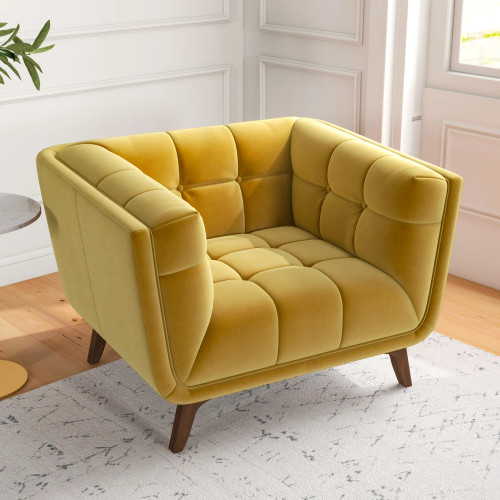 Kano Lounge Chair - Gold  Velvet | KM Home Furniture and Mattress Store | Houston TX | Best Furniture stores in Houston