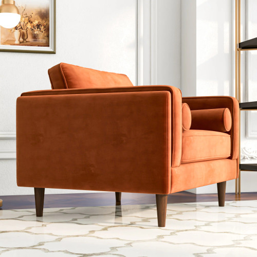 Fordham Burnt Orange Velvet Lounge Chair  | KM Home Furniture and Mattress Store | Houston TX | Best Furniture stores in Houston