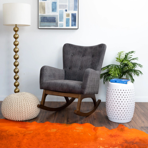 Charlotte Grey Velvet Rocking Chair  | KM Home Furniture and Mattress Store | Houston TX | Best Furniture stores in Houston