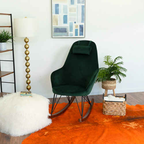 Ingrid Green Velvet Rocking Chair  | KM Home Furniture and Mattress Store | Houston TX | Best Furniture stores in Houston