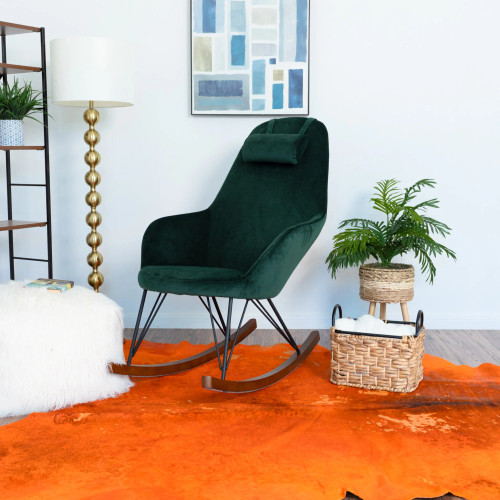 Ingrid Green Velvet Rocking Chair  | KM Home Furniture and Mattress Store | Houston TX | Best Furniture stores in Houston