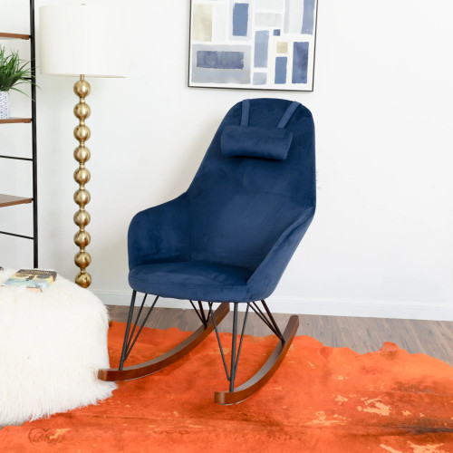 Ingrid Blue Velvet Rocking Chair  | KM Home Furniture and Mattress Store | Houston TX | Best Furniture stores in Houston