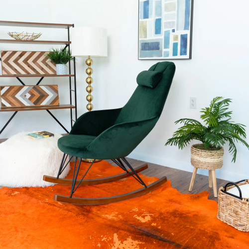 Ingrid Green Velvet Rocking Chair  | KM Home Furniture and Mattress Store | Houston TX | Best Furniture stores in Houston