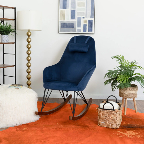 Ingrid Blue Velvet Rocking Chair  | KM Home Furniture and Mattress Store | Houston TX | Best Furniture stores in Houston