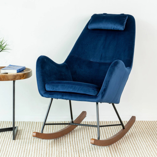 Rumi Blue Velvet Rocking Chair  | KM Home Furniture and Mattress Store | Houston TX | Best Furniture stores in Houston