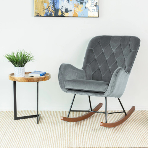 Sahara Gray Velvet Rocking Chair | KM Home Furniture and Mattress Store | Houston TX | Best Furniture stores in Houston