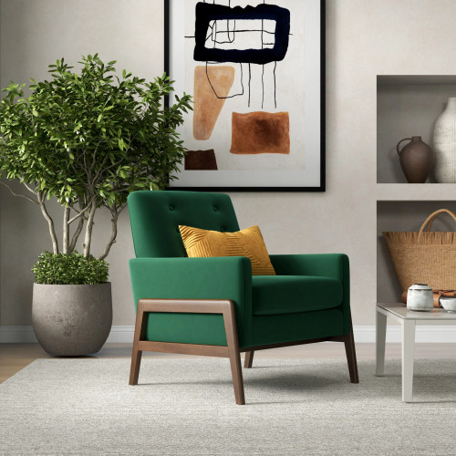 Stella Lounge Chair - Emerald Green Velvet | KM Home Furniture and Mattress Store | Houston TX | Best Furniture stores in Houston