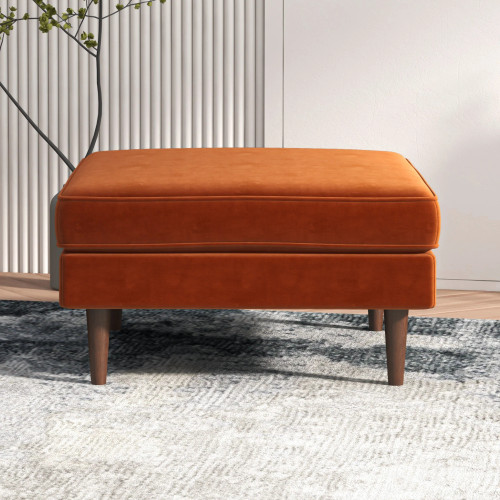 Fordham Ottoman - Burnt orange Velvet | KM Home Furniture and Mattress Store | Houston TX | Best Furniture stores in Houston