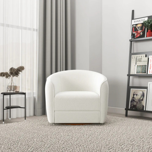 Spring Cream Boucle Swivel Chair  | KM Home Furniture and Mattress Store | Houston TX | Best Furniture stores in Houston