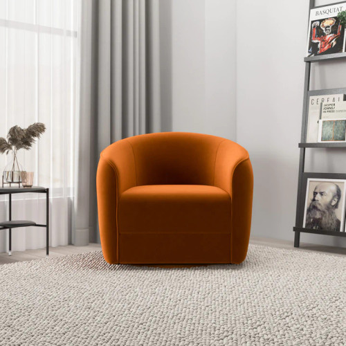Spring Burnt Orange Velvet Swivel Chair  | KM Home Furniture and Mattress Store | Houston TX | Best Furniture stores in Houston