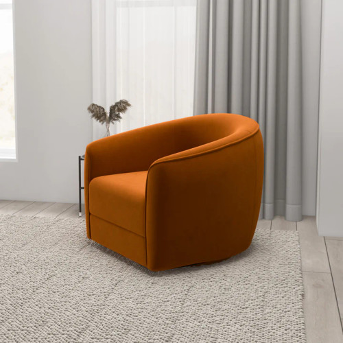 Spring Burnt Orange Velvet Swivel Chair  | KM Home Furniture and Mattress Store | Houston TX | Best Furniture stores in Houston