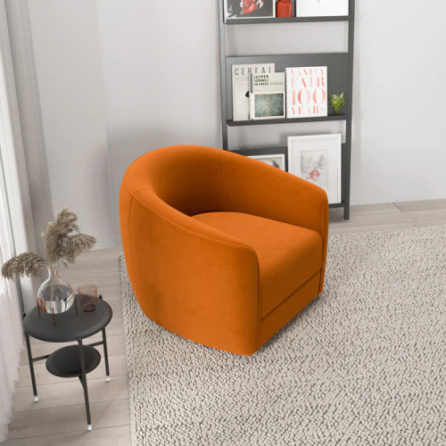 Spring Burnt Orange Velvet Swivel Chair  | KM Home Furniture and Mattress Store | Houston TX | Best Furniture stores in Houston