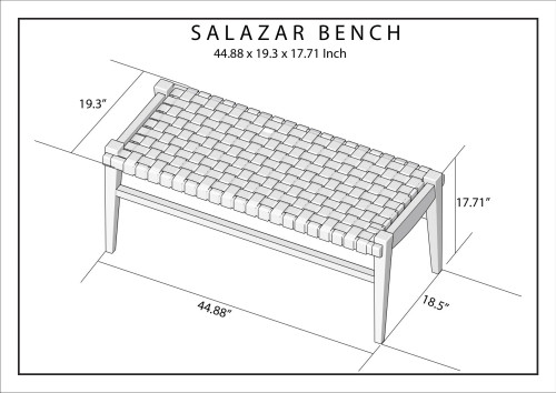 Salazar Modern Rectangular Genuine Tan Leather Bench | KM Home Furniture and Mattress Store | TX | Best Furniture stores in Houston