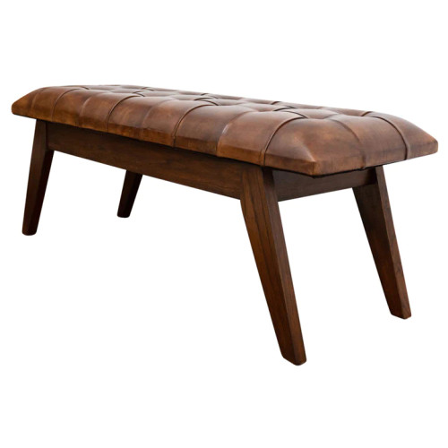 Niles Genuine Tan Leather Bench  | KM Home Furniture and Mattress Store | Houston TX | Best Furniture stores in Houston