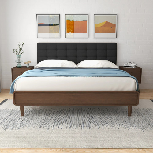 Taylor King Size Dark Grey Platform Bed  | KM Home Furniture and Mattress Store | Houston TX | Best Furniture stores in Houston