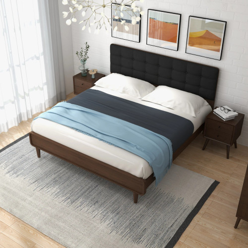Taylor King Size Dark Grey Platform Bed  | KM Home Furniture and Mattress Store | Houston TX | Best Furniture stores in Houston