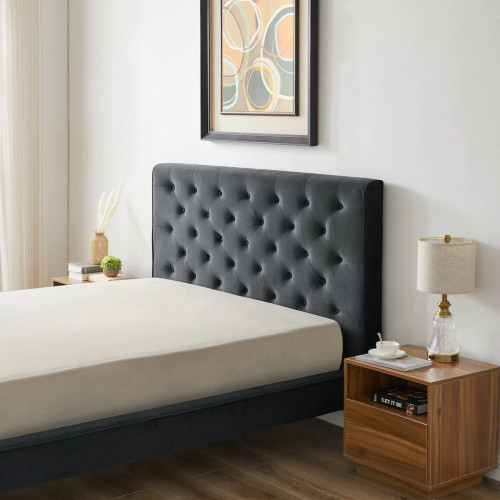 Ashley Platform Bed (Queen - Dark Gray Velvet) | KM Home Furniture and Mattress Store | Houston TX | Best Furniture stores in Houston