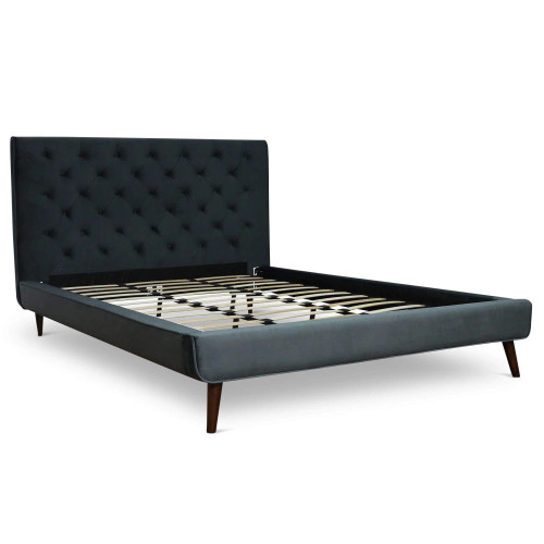 Ashley Platform Bed (King - Dark Gray Velvet) | KM Home Furniture and Mattress Store | Houston TX | Best Furniture stores in Houston