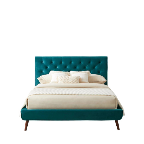 Ashley  Turquoise Velvet Platform Bed  | KM Home Furniture and Mattress Store | Houston TX | Best Furniture stores in Houston