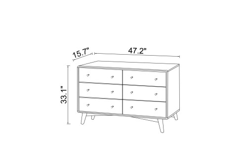 Noak White Walnut Dresser - 6 Drawer | KM Home Furniture and Mattress Store | Houston TX | Best Furniture stores in Houston