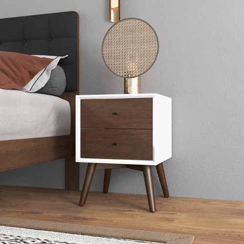 Noak Night Stand - White Walnut 2 Drawer | KM Home Furniture and Mattress Store | TX | Best Furniture stores in Houston