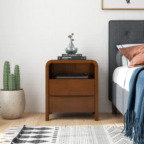 Danbury Night Stand with 2 Drawers Walnut