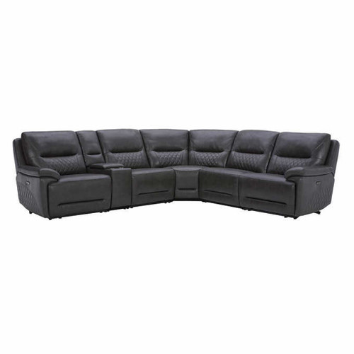 Ryerson 6-piece Power Reclining Leather Sectional with Power Headrests