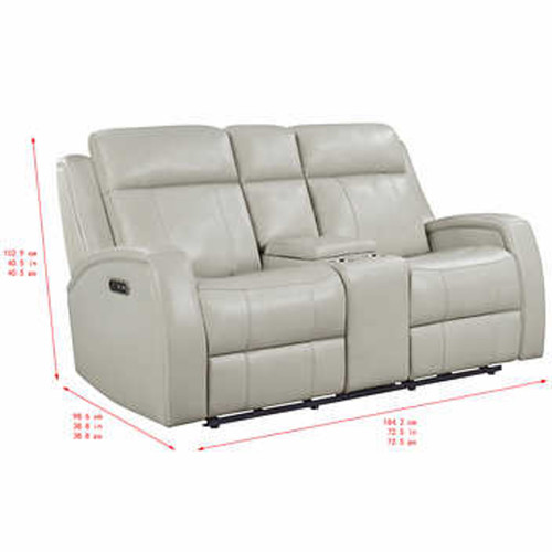 Barcalounger Top Grain Leather Power Reclining Loveseat with Power Headrests