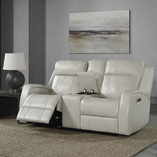 Barcalounger Top Grain Leather Power Reclining Loveseat with Power Headrests