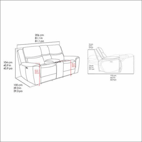 Leather Power Reclining Loveseat with Power Headrests BROWN