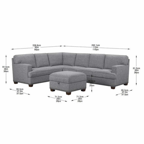 Emilee Fabric Sectional with Storage
