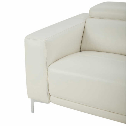 Leather Power Reclining Sectional -White