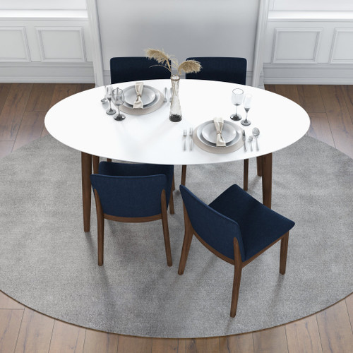 Rixos White Dining Set - 4 Virginia Blue Velvet Chairs | KM Home Furniture and Mattress Store | TX | Best Furniture stores in Houston