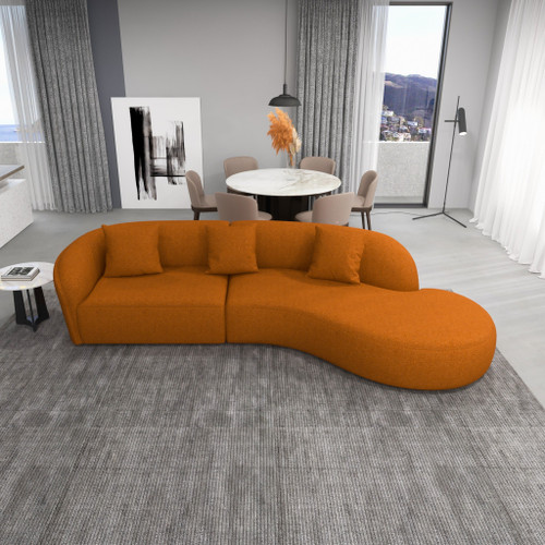 Galleria Sectional Sofa - Burnt Orange Boucle | KM Home Furniture and Mattress Store | TX | Best Furniture stores in Houston